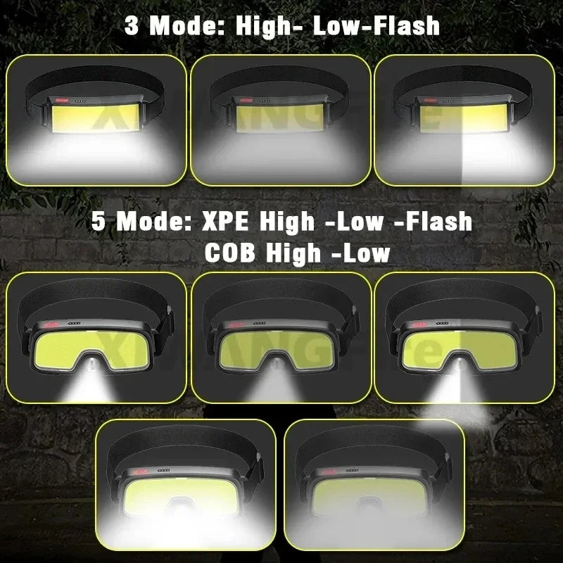 KDULIT COB LED Headlamp | USB-C Rechargeable, IPX4 Waterproof