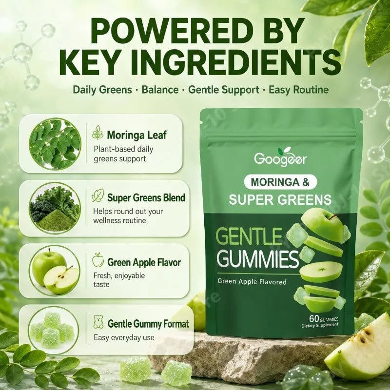 Googeer Moringa Super Greens Gummies | Green Apple | 60ct