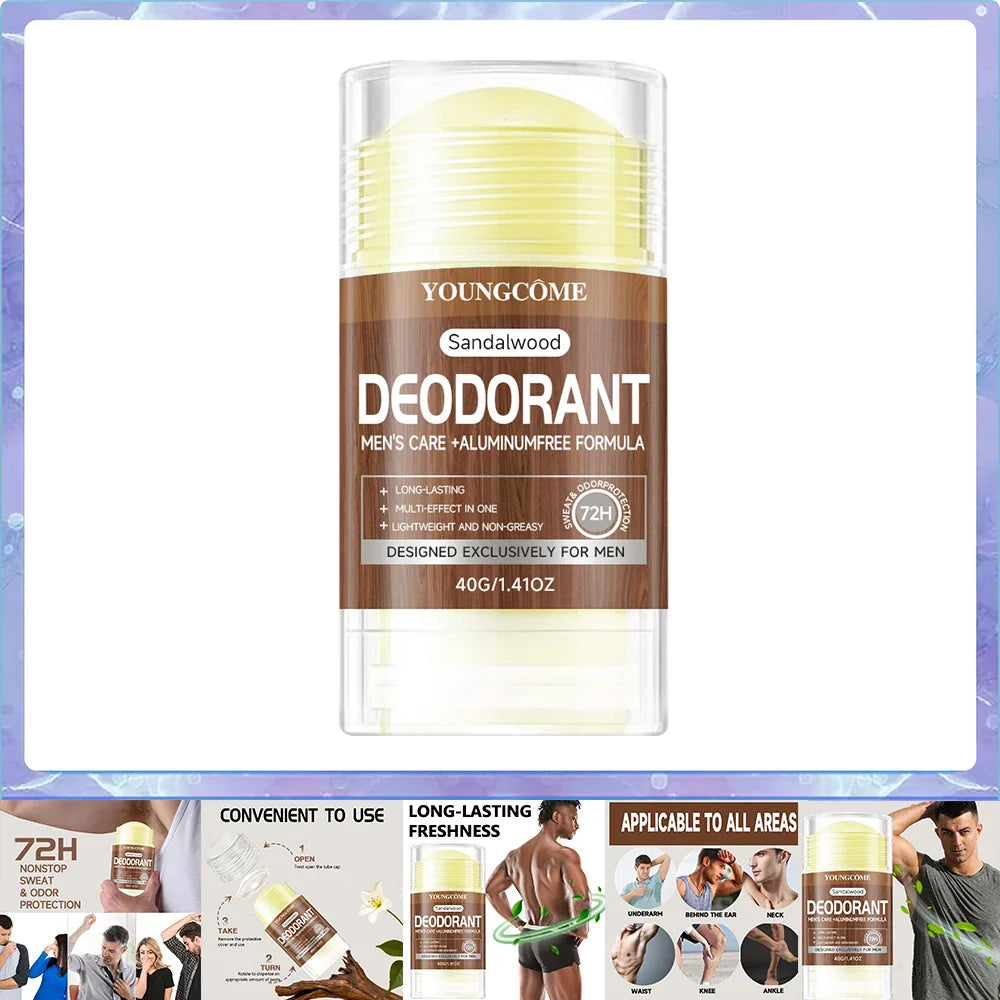 YOUNGCOME Men's Sandalwood Deodorant Stick 40g | Antiperspirant
