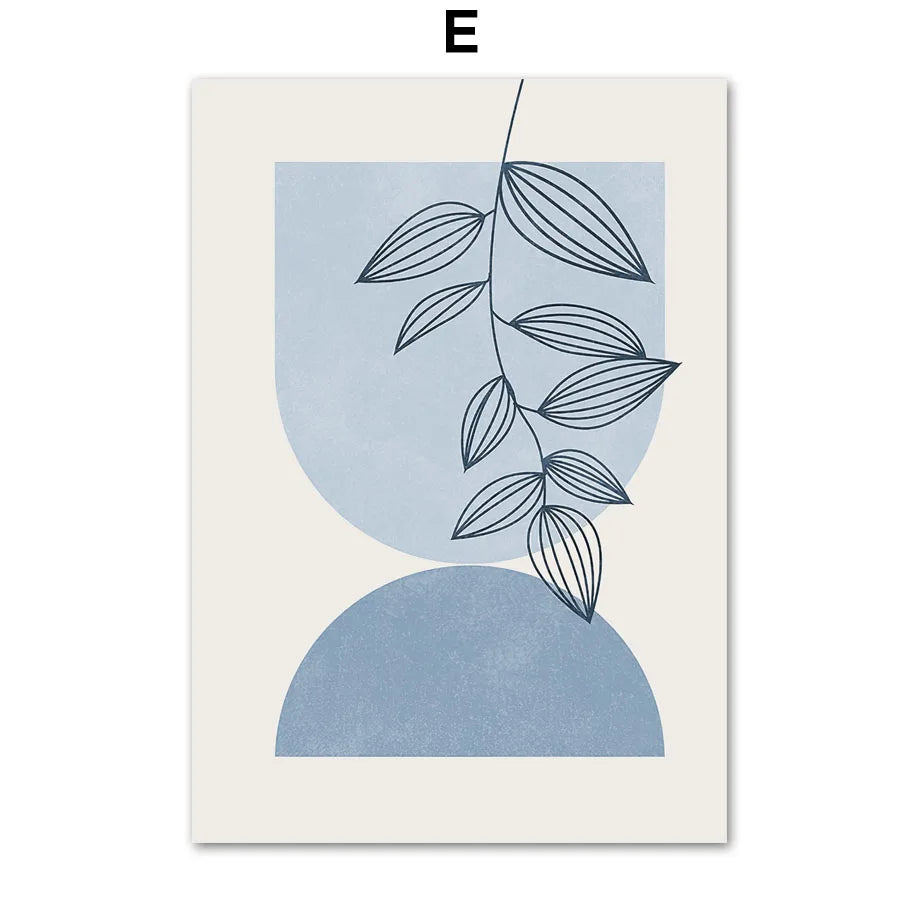 Boho Abstract Canvas Wall Art | Sun Moon Leaf Geometry Print