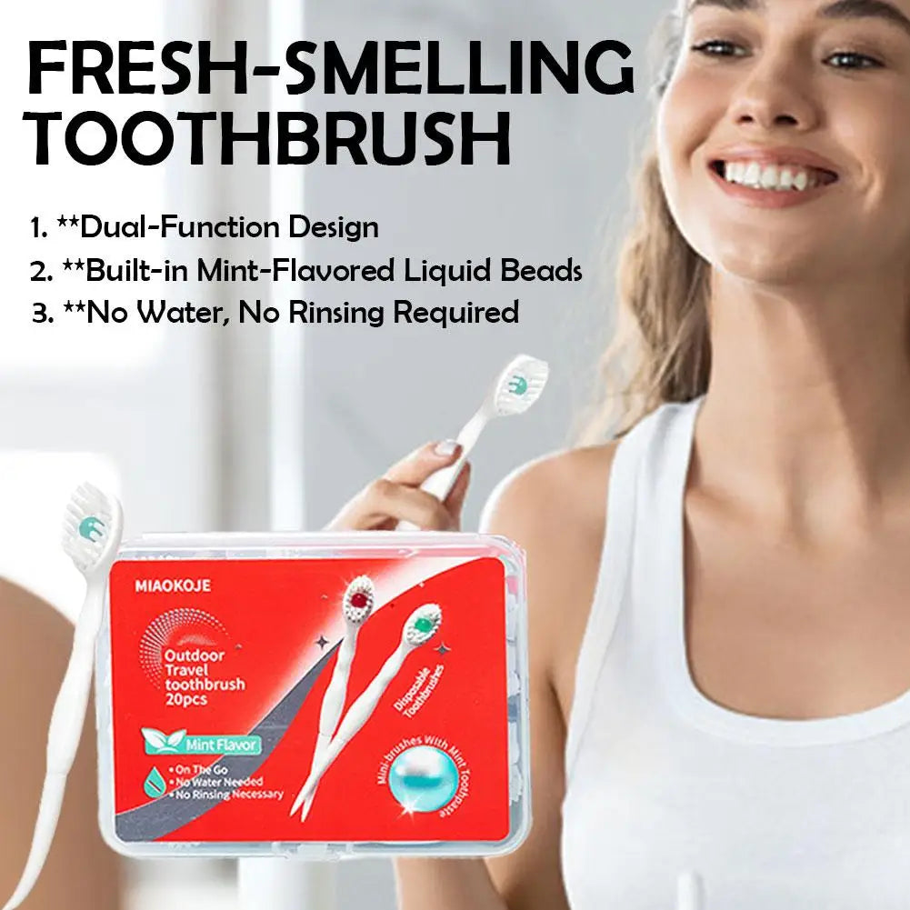 Freshening Bursting Bead Toothbrush Disposable Mint-Flavored Liquid Beads Adult Cleaning Toothbrush Portable 20pcs Peaceful Pleasures Health and Wellness