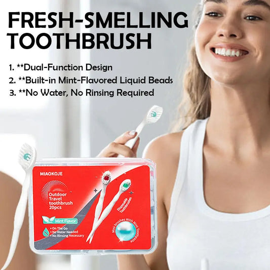 Freshening Bursting Bead Toothbrush Disposable Mint-Flavored Liquid Beads Adult Cleaning Toothbrush Portable 20pcs Peaceful Pleasures Health and Wellness