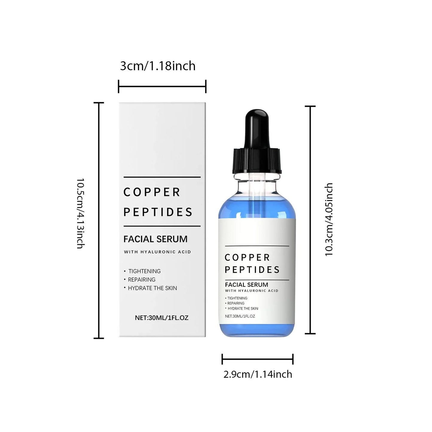 Copper Peptide Face Serum with Hyaluronic Acid – 30ml