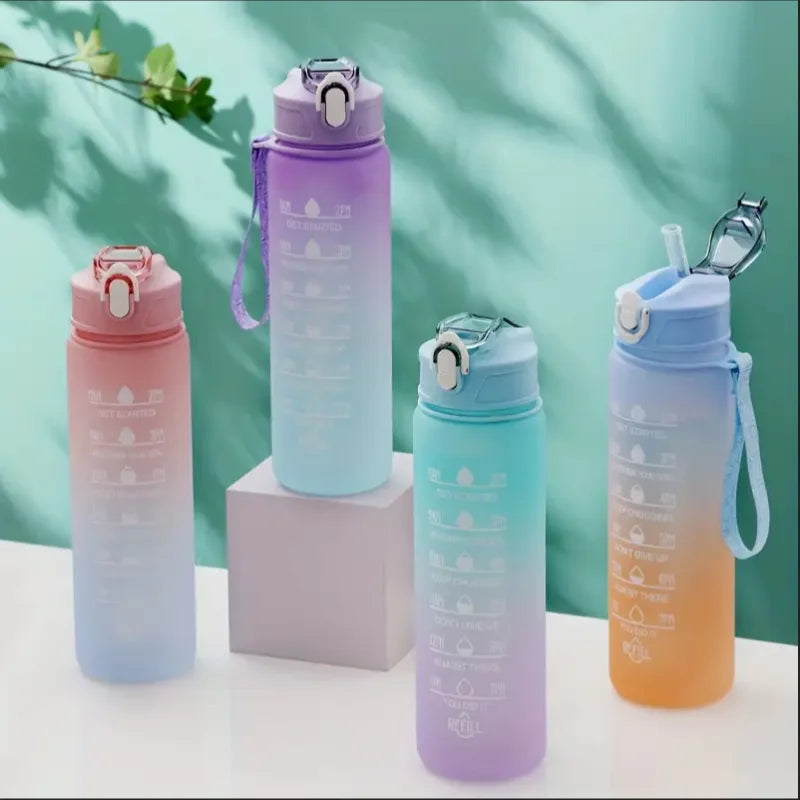 700ml Inspirational Outdoor Sports Water Cup With Time Scale And Drop-Resistant Lid - Portable And Fashionable Peaceful Pleasures Health and Wellness