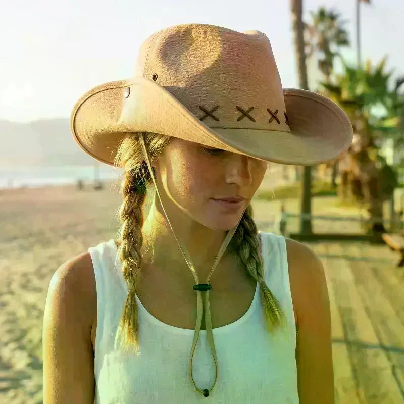Wide Brim Western Cowboy Hat – Unisex Sun Protection Hat