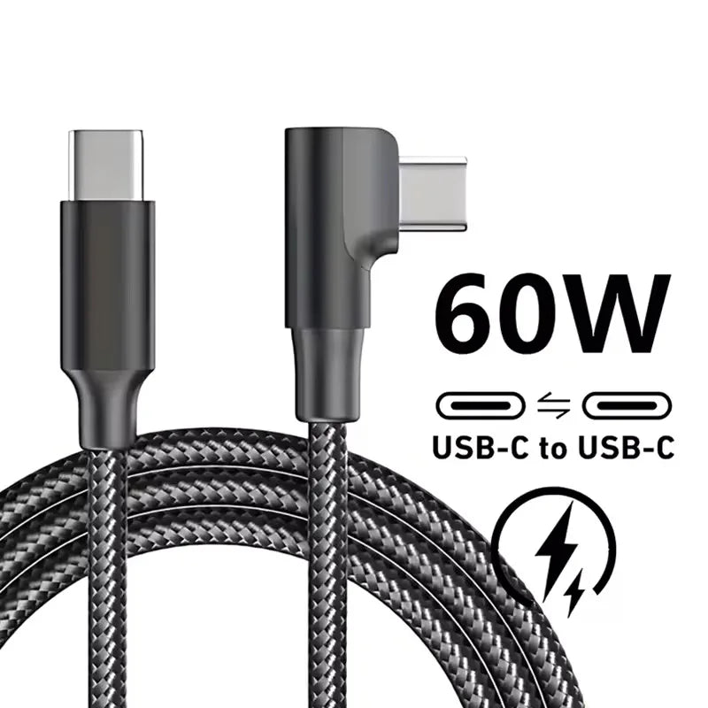 60W USB-C 90° Fast Charge Cable | iPhone 15 16 17 MacBook iPad