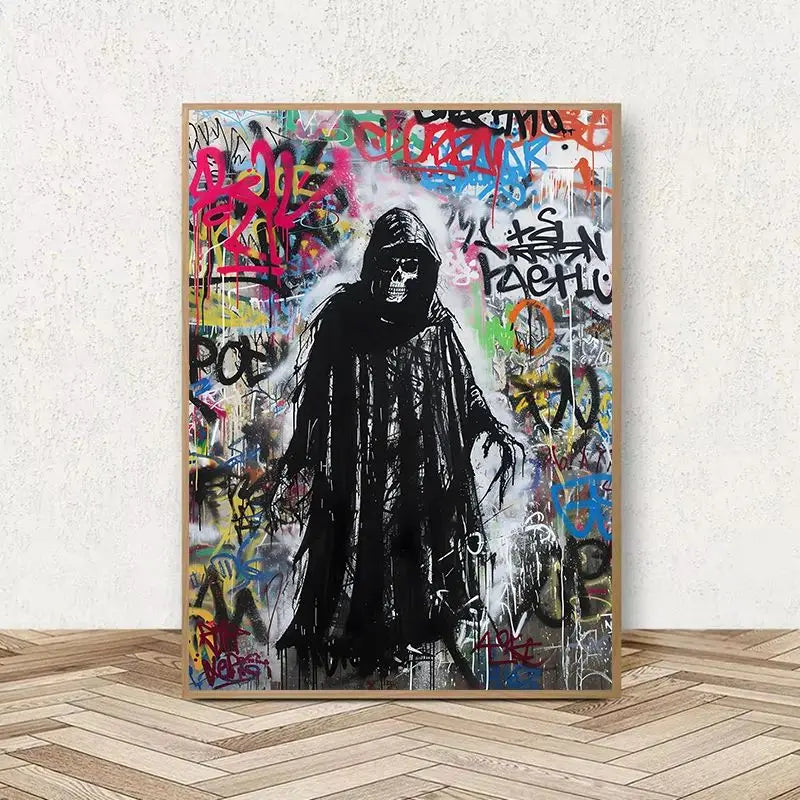 Abstract Graffiti Canvas Wall Art | Colorful Surreal Print