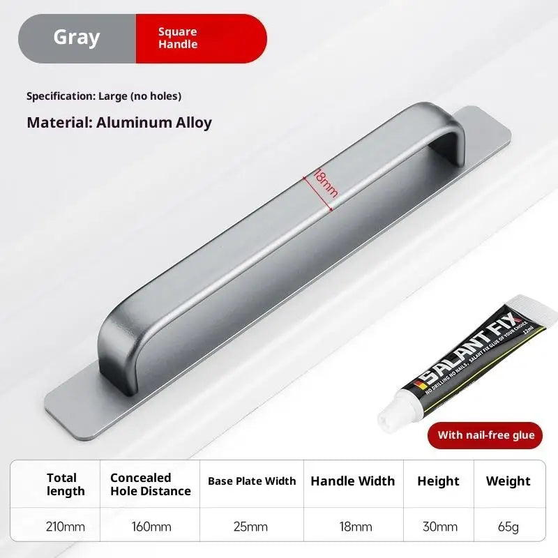 Drill-Free Adhesive Aluminum Door Handle for Sliding Doors