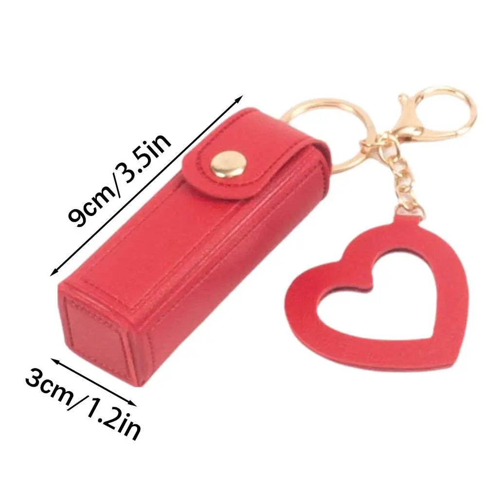 Mini PU Leather Lipstick Bag Keychain | Lip Gloss Holder Lipstick Bag Keychain Peaceful Pleasures Health and Wellness