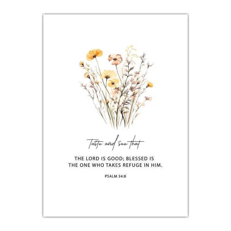 Christian Bible Verse Wall Art, Motivational Quote Flower Canvas Painting | Minimalist Poster for Living Room Bedroom Decor Peaceful Pleasures Health and Wellness 02 40x50cm No Frame China Mainland