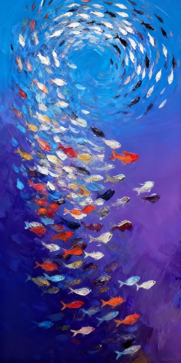 Large Size Abstract Fish Posters Wall Art Nordic Blue Sea Fish Print For Living Room Fish School Canvas Painting Home Decor Peaceful Pleasures Health and Wellness 12 50x100cm