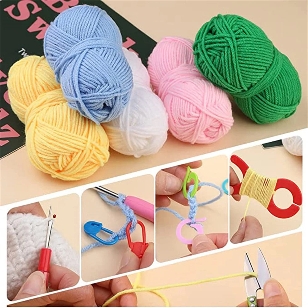 Tpr Crochet 2.0-6.0mm 9-Piece Soft Handle Crochet Hand Woven Rainbow Soft Handle Crochet Aluminum Crochet Set Knitting Needle Peaceful Pleasures Health and Wellness