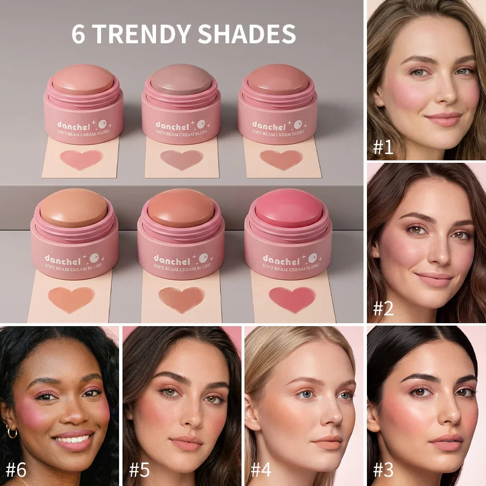 Danchel Soft Beam Cream Blush – Multi-Use, Long-Wearing, 6 Shades