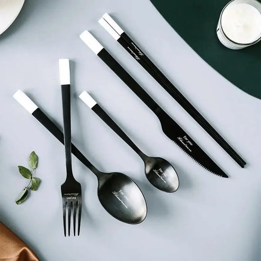 End Stainless Steel Cutlery Western Tableware Fork Steak Knife Peaceful Pleasures Health and Wellness