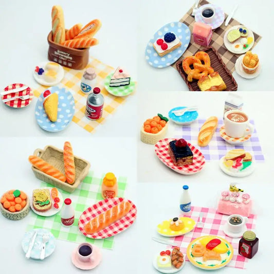 Dollhouse Miniature Breakfast Food Set – Dim Sum Bread Jam Dollhouse Accessory Set Peaceful Pleasures Health and Wellness