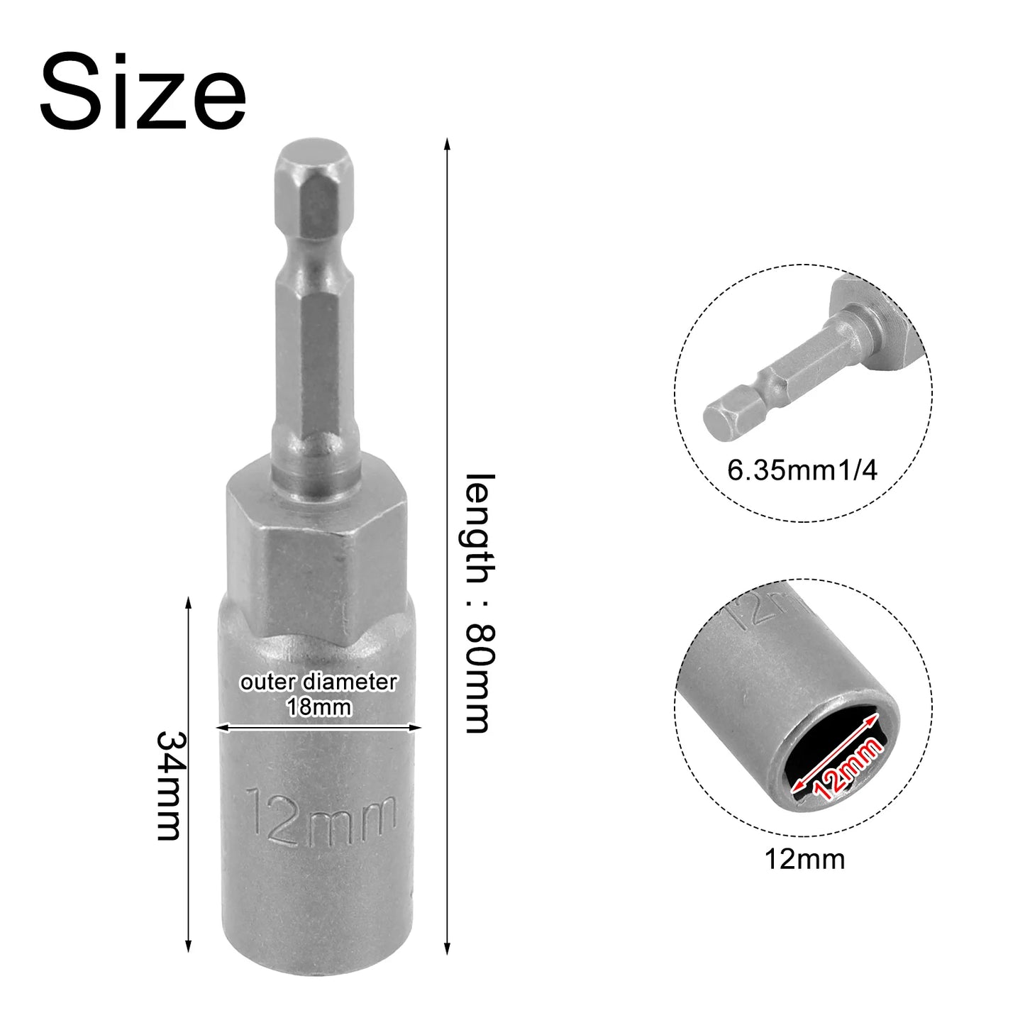 Length 1 Hex Sockets 5 5- Drive Magne Socket Impact Nut Bolt Drill