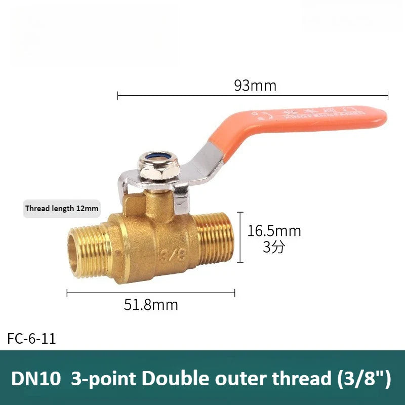 Brass Long Rod Ball Valve ⅛"–1" Threaded Pipe Adapter