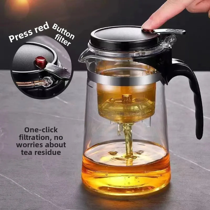 750ML Creative High Borosilicate Glass Filter Teapot with Filter Press Floating Cup Large Capacity Tea Set for Home Office Gift Peaceful Pleasures Health and Wellness