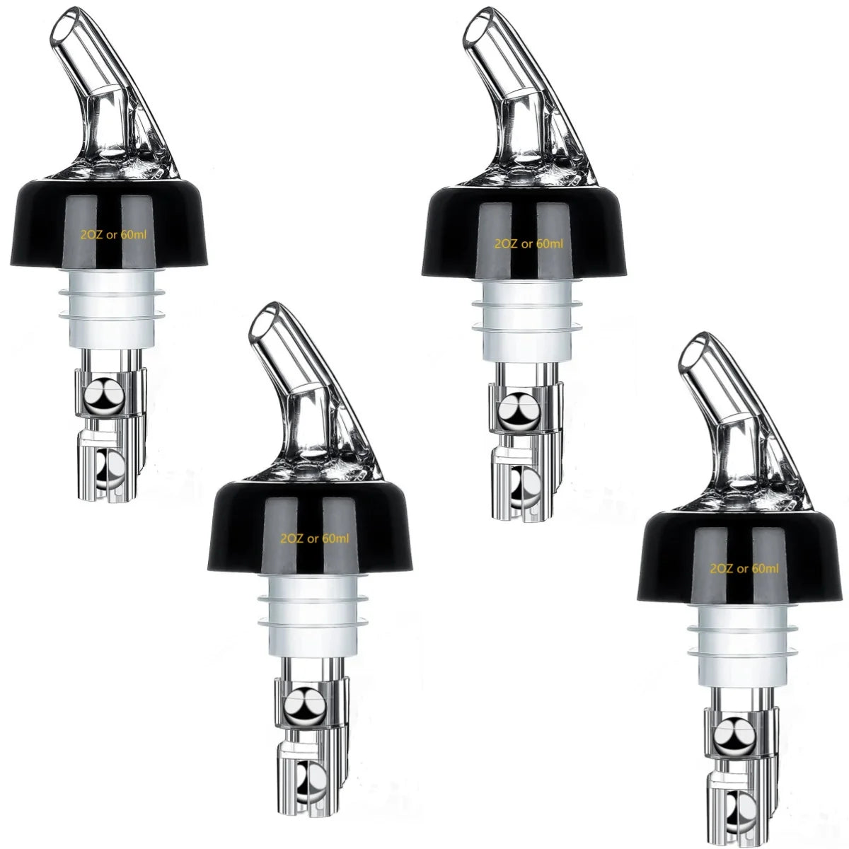 4 Different Measured Bottle Pourer Spouts Liquor Pourers Quick Shot Spirit Driinks Wine Cocktail Whiskey Dispenser Bartender Peaceful Pleasures Health and Wellness 4PCS 60ml