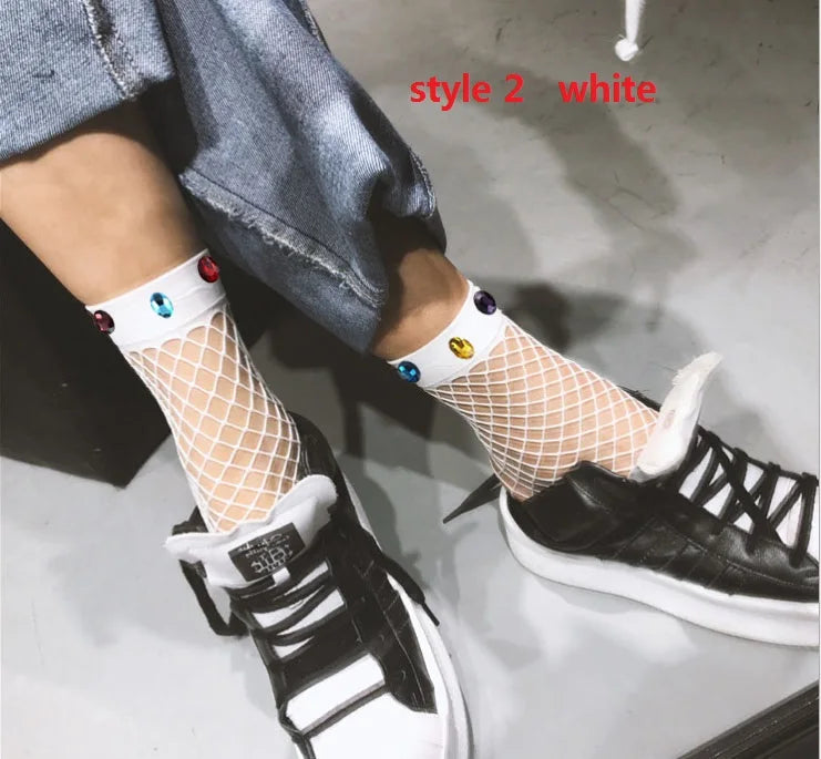 1pairs/2PCS Chic Streetwear Women's Harajuku Breathable Rivet Fishnet Socks.Sexy Hollow out Nets Socks Ladies Mesh Sox Hosiery Peaceful Pleasures Health and Wellness 10 10-12T China Mainland