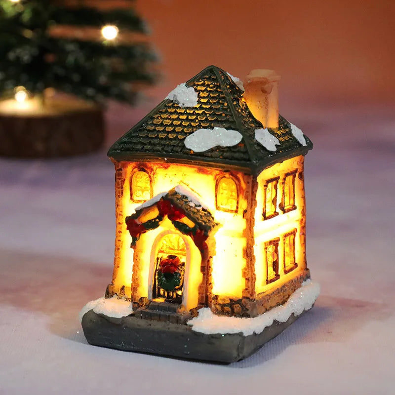 Christmas Led Light House Christmas Tree Ornaments LED Resin Small Village House Xmas Glow Decor Gift Happy New Year Decors DC05 Peaceful Pleasures Health and Wellness A