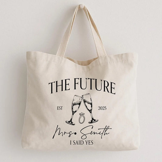 Personalized Future Mrs Tote Bag | Bridal Shower Bachelorette Personalized Tote Bag Peaceful Pleasures Health and Wellness