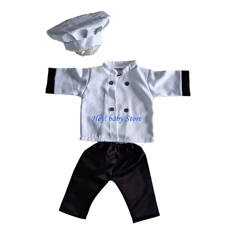 3-Piece Newborn Baby Chef Cook Costume Photo Outfit 0-2M