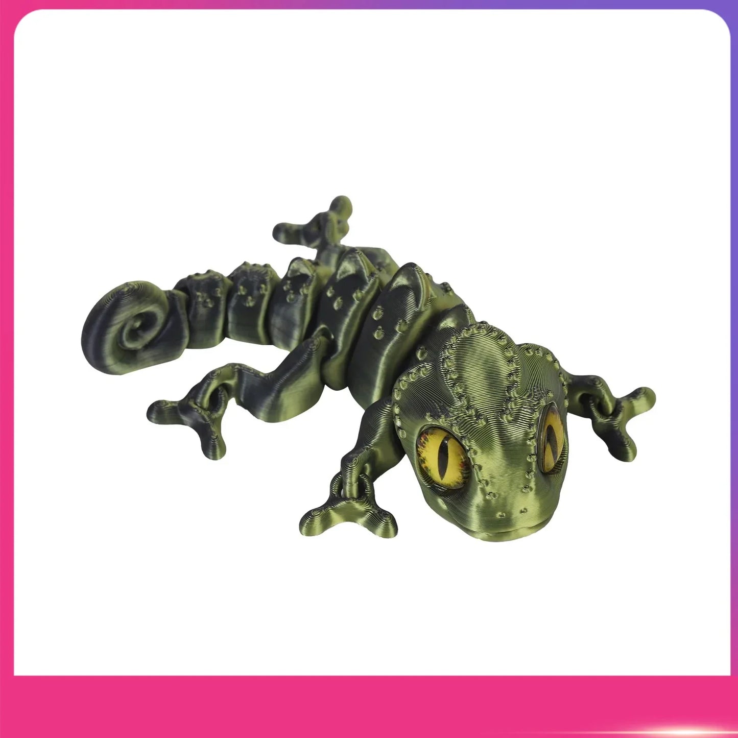 3D Printed Chameleon Figure – Movable Joints & Realistic Eyes