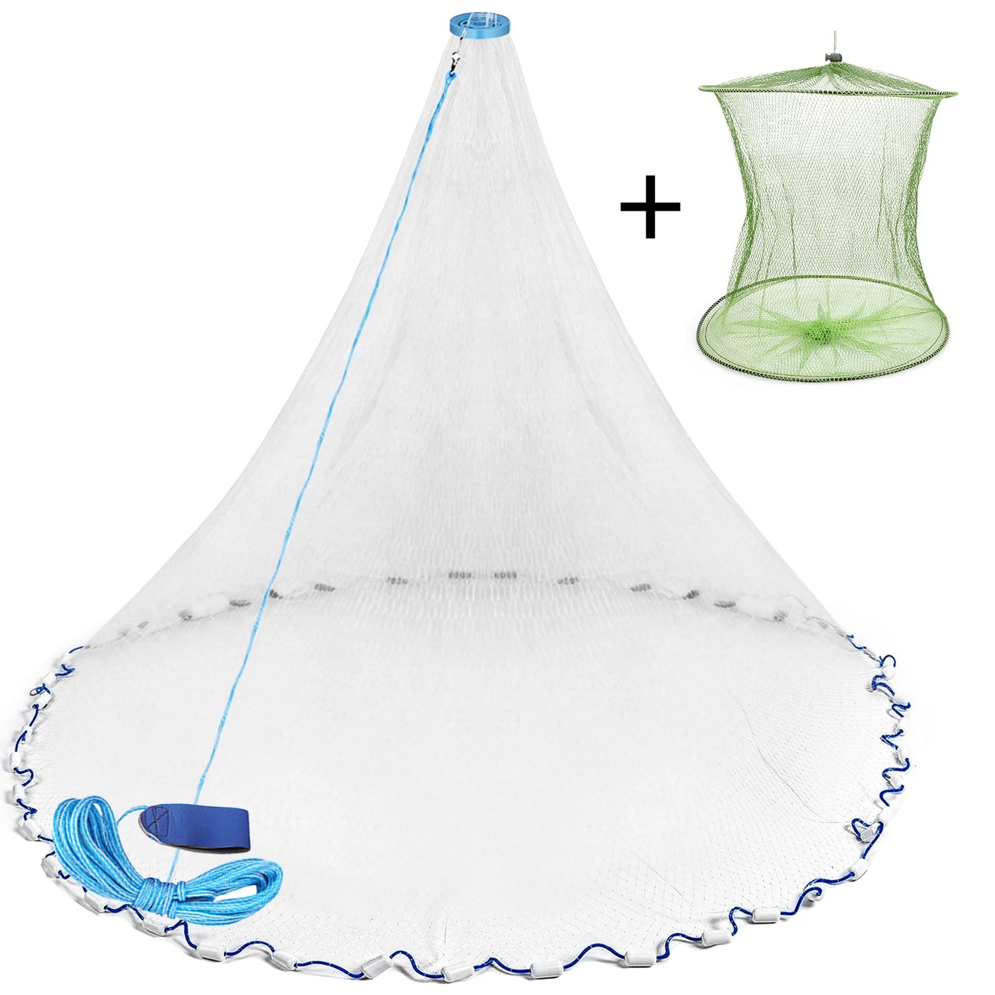 USA Cast Net Saltwater Cast Net 3ft-8ft Radius Casting Net for Bait Fish 3/8" Monofilament Throw Nets with Plastic Coated Sinker Peaceful Pleasures Health and Wellness With Shrimp Net 3ft Radius