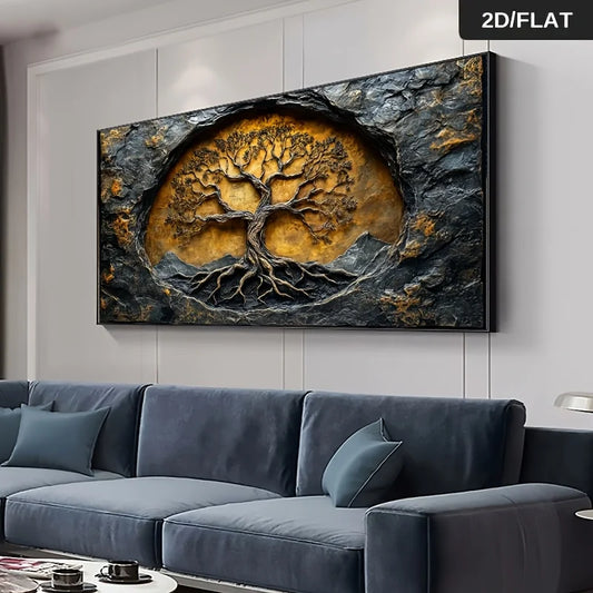 Vintage Tree Canvas Art Print | Frameless Abstract Wall Decor Canvas Wall Art Peaceful Pleasures Health and Wellness ZLH7201 100x200cm No Frame