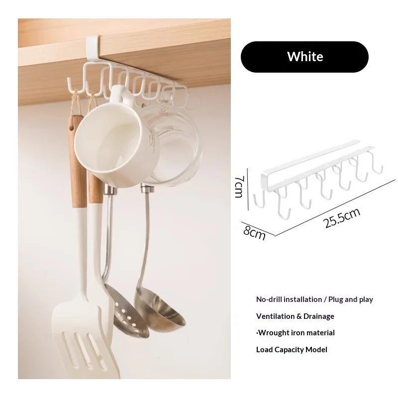 Modern Smart No Drill Suction Cup Wall Mounted Multifunctional Kitchen Cup Organizer mall Kitchens Apartments College Dorms Peaceful Pleasures Health and Wellness White