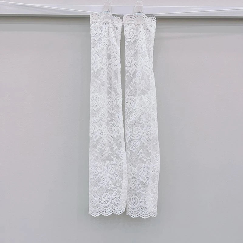 Fashion Lace Sunscreen Arm Cover Women's Lace Fake Sleeve Cover Tattoo Scar Breathable Mesh Sunshade Sleeve Peaceful Pleasures Health and Wellness white