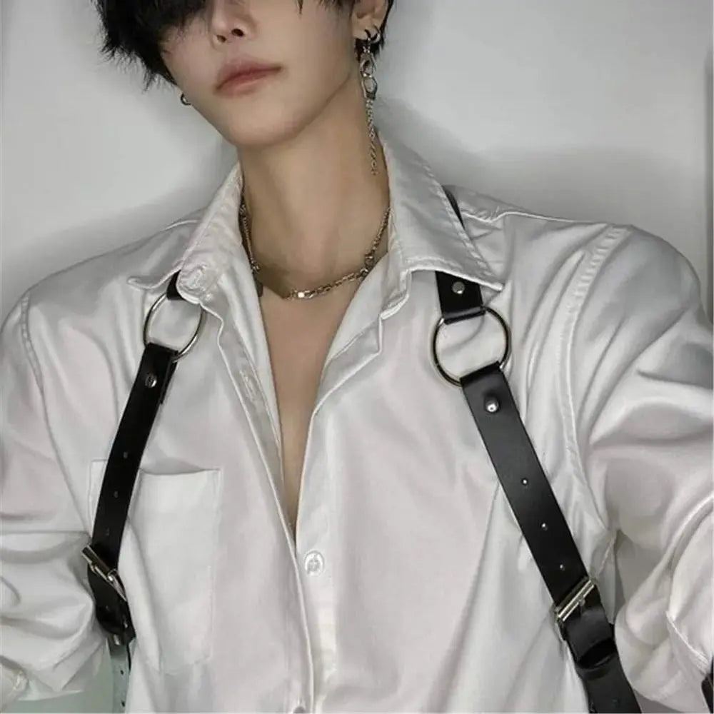 UYEE Cool Rock Men's Belt PU Leather Harness Strap Costume Sexy