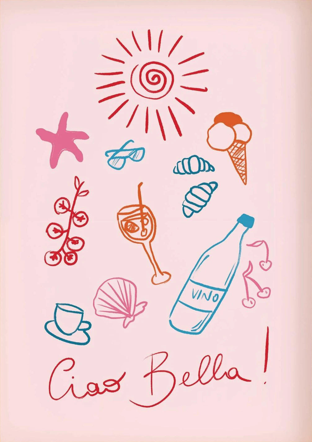 Tropical Preppy Seashell Beach Summer Poster Print Wine Lobster Canvas Art Painting Pictures Home for Modern Living Room Decor Peaceful Pleasures Health and Wellness