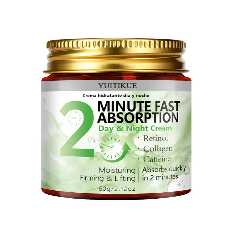 Yuitikue 2 Minute Fast Absorption Day & Night Cream, 60g Retinol Collagen & Caffeine Moisturizer for Firming & Lifting Skin Care Peaceful Pleasures Health and Wellness 1pc