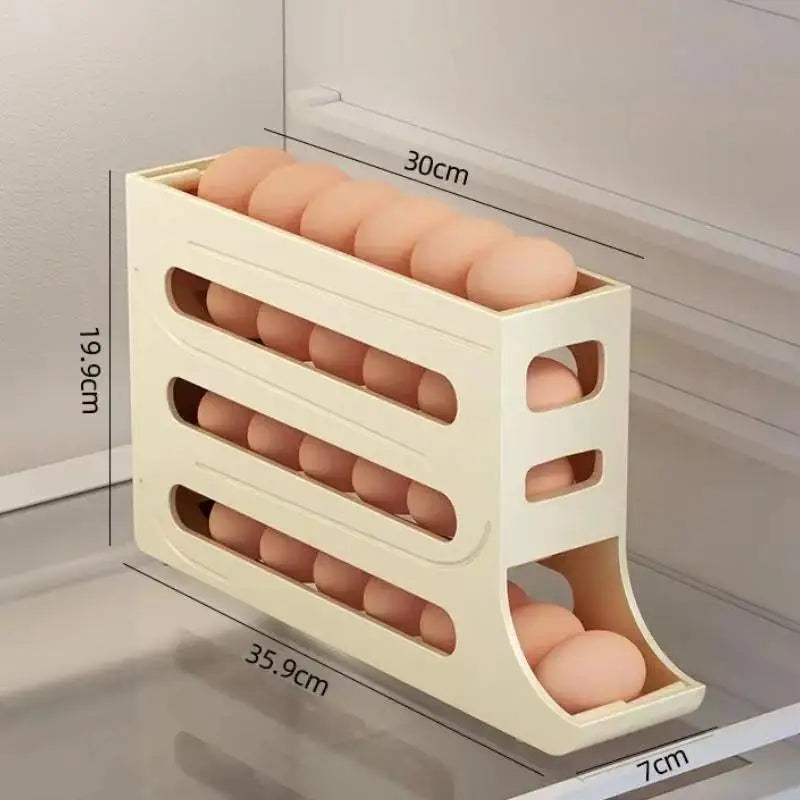 Refrigerator Eggs Storage Box Rolling Kitchen Container Rack Home