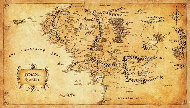 Map Canvas Painting Vintage Middle-earth Map Poster Movie Wall Art Pictures for Home Living Room Decor Unframed Pictures Peaceful Pleasures Health and Wellness W 0907 map A 40x80cm