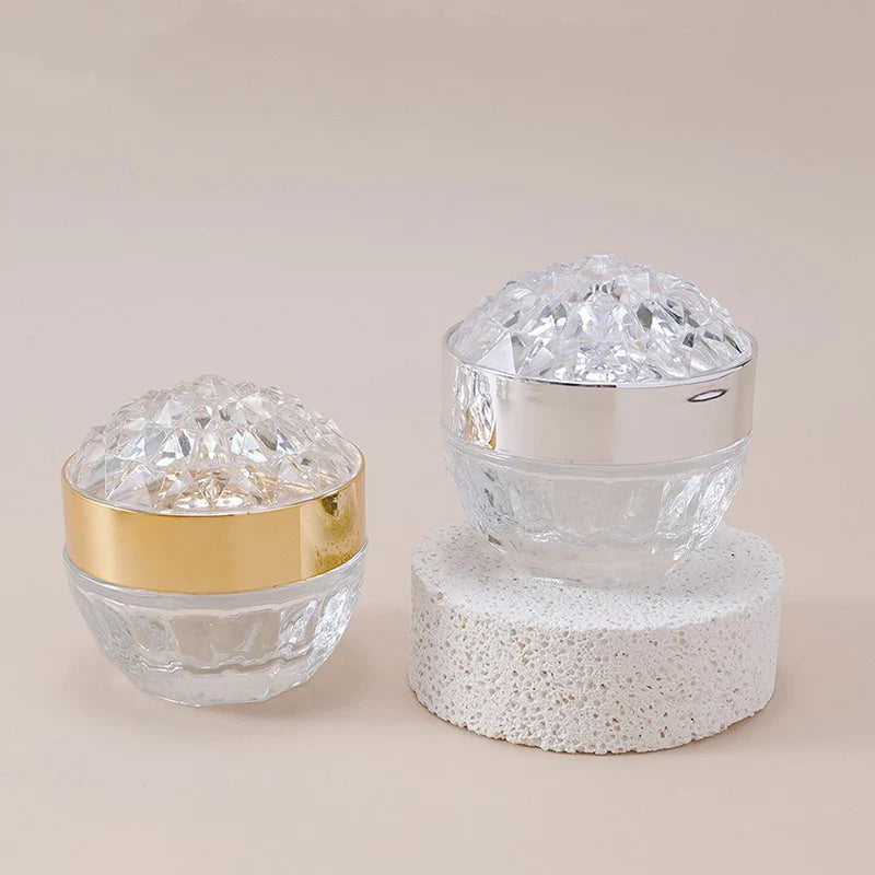 Luxury Diamond 50g Glass & Acrylic Cosmetic Jar with Lid
