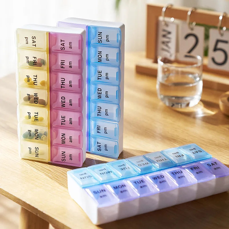 7 Days a Week Pill Organizer Morning & Night Pill Holder Travel Medicine Storage Box Splitter for Easy Medicine Management Peaceful Pleasures Health and Wellness