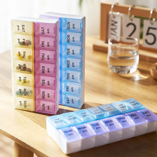 7 Days a Week Pill Organizer Morning & Night Pill Holder Travel Medicine Storage Box Splitter for Easy Medicine Management Peaceful Pleasures Health and Wellness