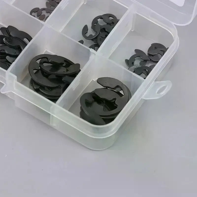 120PCS Black Stainless Steel E-Clip Snap Ring Circlip Set M1.5–M10