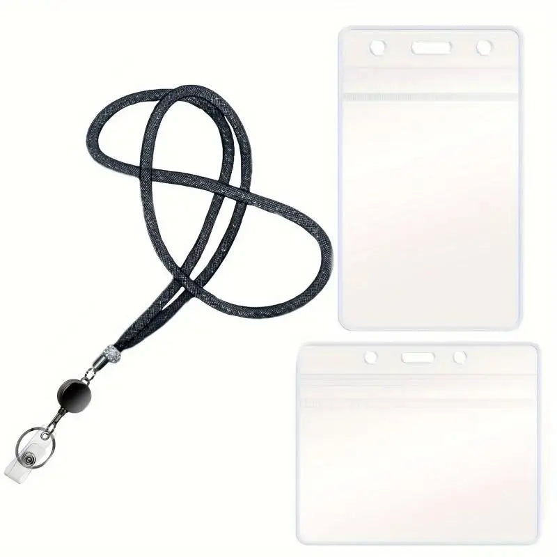 Rhinestone Lanyard Retractable Keychain Bling Crystal ID Badge Holder Key Chain Neck Lanyard for Women Men Work ID Card Peaceful Pleasures Health and Wellness black