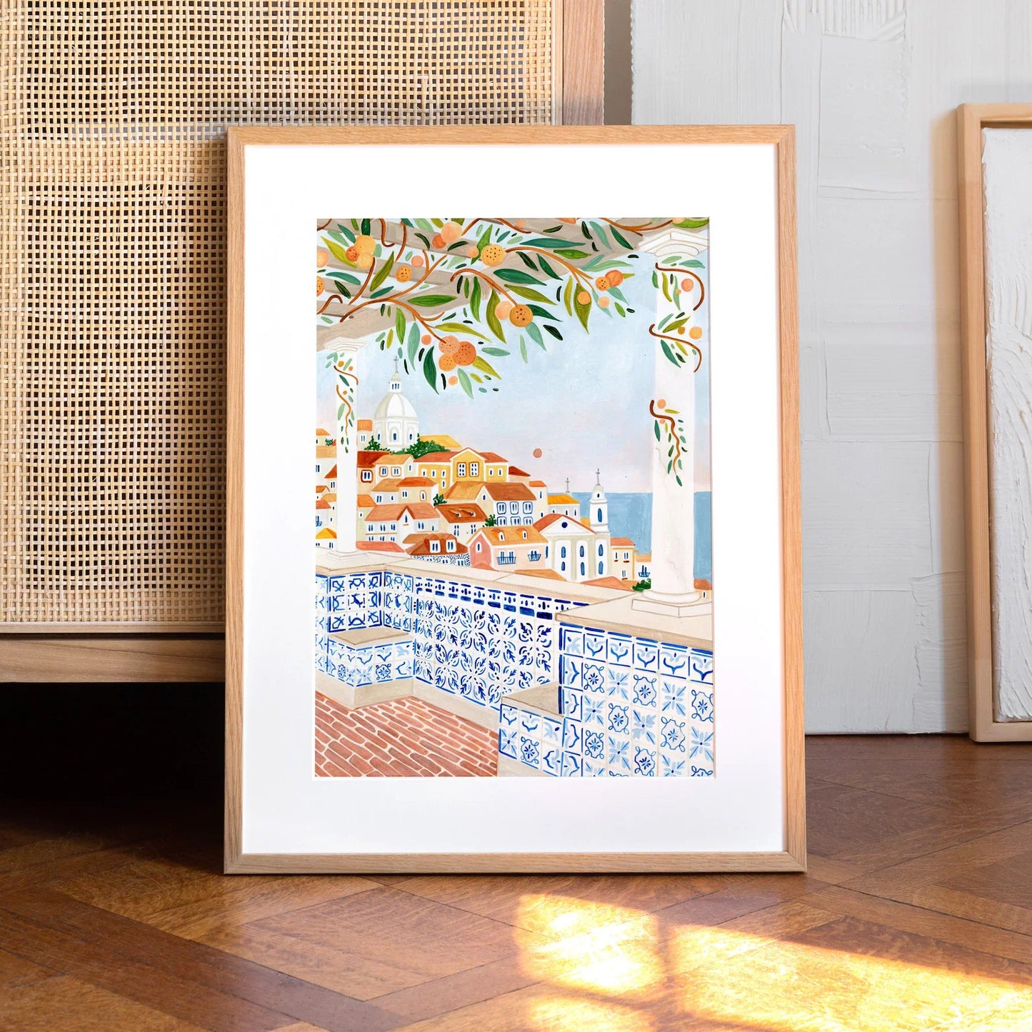 Lisbon Poster, Portugal Art Print, Kitchen Wall Art, Portuguese Tile, Hand Painted, Travel, New Home, Housewarming Gift, Quirky Peaceful Pleasures Health and Wellness