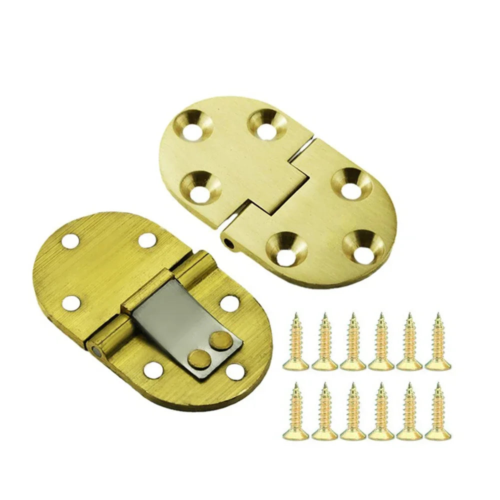 Brass Tray Hinges 90° Spring Folding with Clip Positioning 2-Pack
