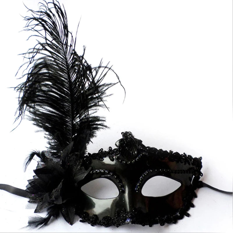 Venetian Feather Masquerade Mask for Women | Half Face