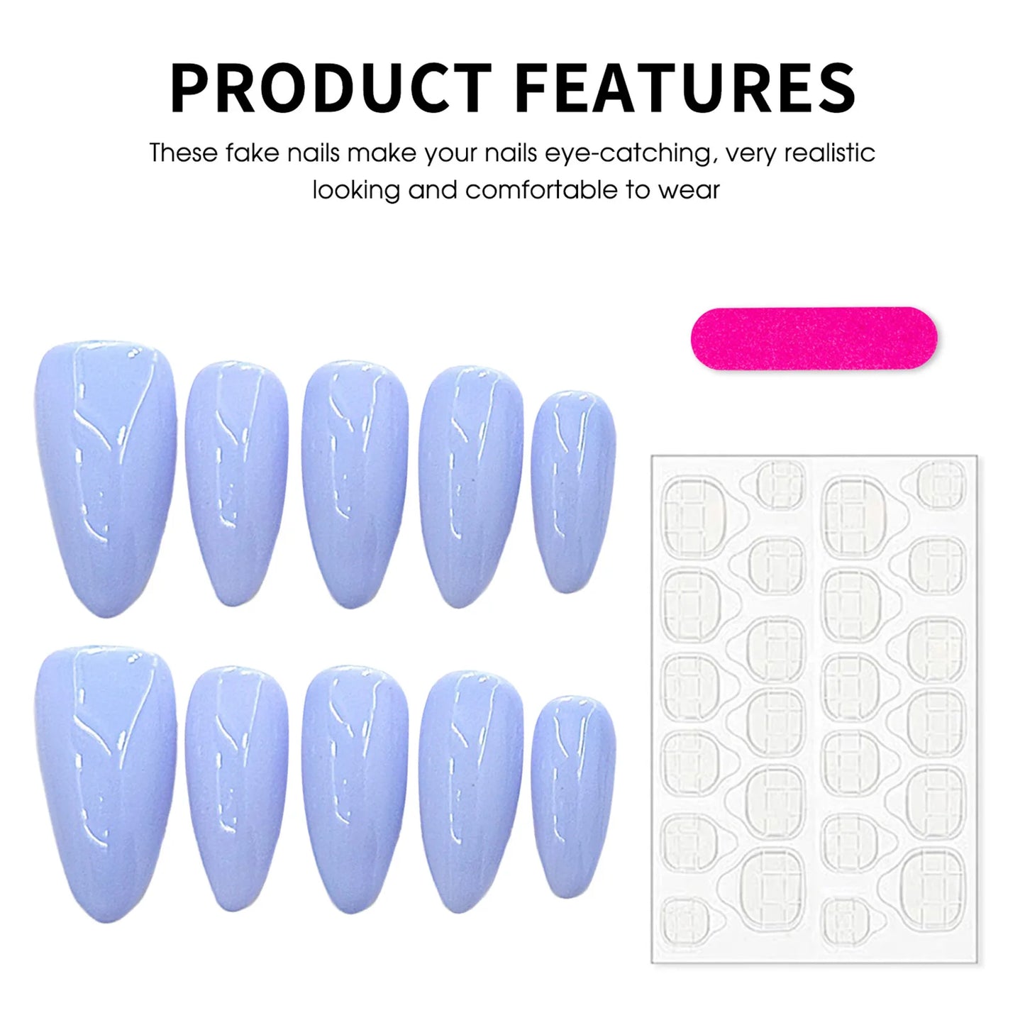 YADORNOS Light Purple Press On Nails Almond 10pcs Set Press On Nails Peaceful Pleasures Health and Wellness