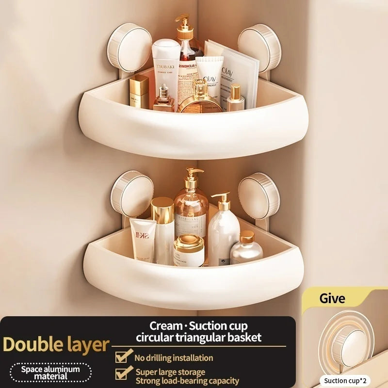 No-Drill Suction Cup Shower Shelf | Aluminum Bathroom Rack