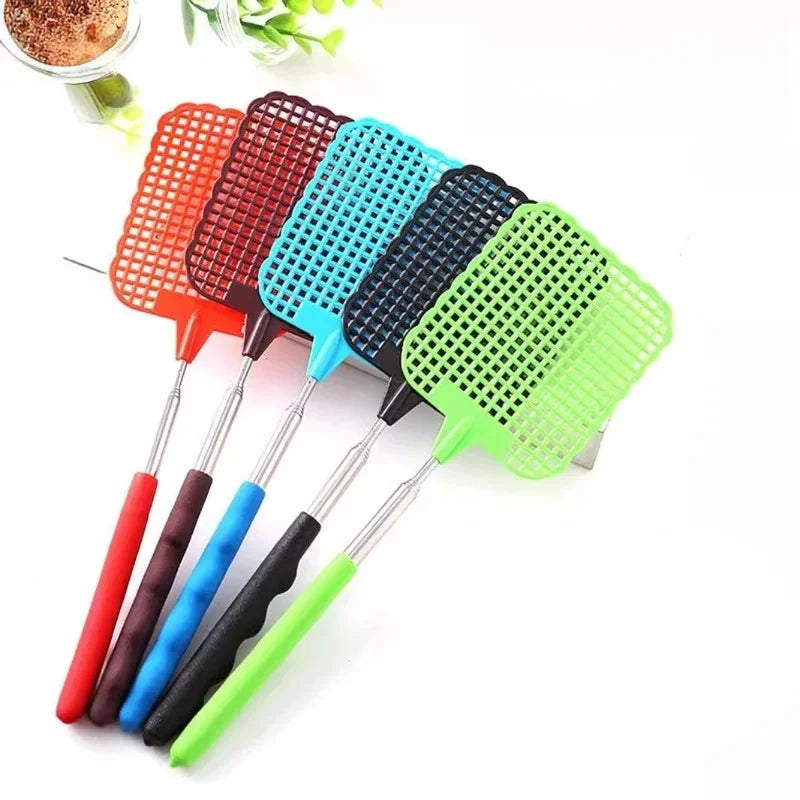 Fly Swatters Telescopic Extendable Prevent Pest Mosquito Garden Adjustable Flapper Trap Retractable Tool Swatter Supplies Peaceful Pleasures Health and Wellness Random color 2pcs