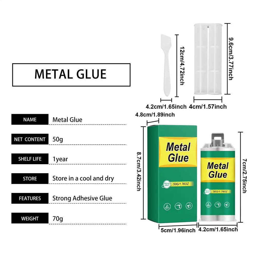 50g Metal Bonding Adhesive High Strength Welding Repair Glue For Home Industry Mechanics Crafts, Bonds Metal Wood Glass Ceramic Peaceful Pleasures Health and Wellness 50g