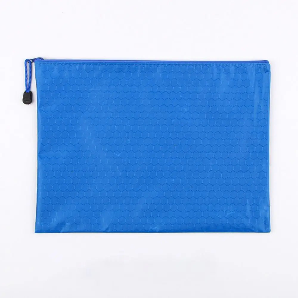 Color A4 Zipper File Bag Portable Waterproof Stationery Storage Mesh Bag Large Capacity Oxford Cloth File Folder Data Storage Peaceful Pleasures Health and Wellness blue